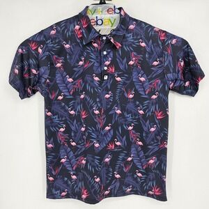 Greater Half GH Polo Shirt Mens Large Flamingo Floral‎ Performance Golf AOP